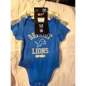 Ultra Game NFL Detroit Lions 3pc Cotton Jersey Bodysuit Set 12M Blue/Gray